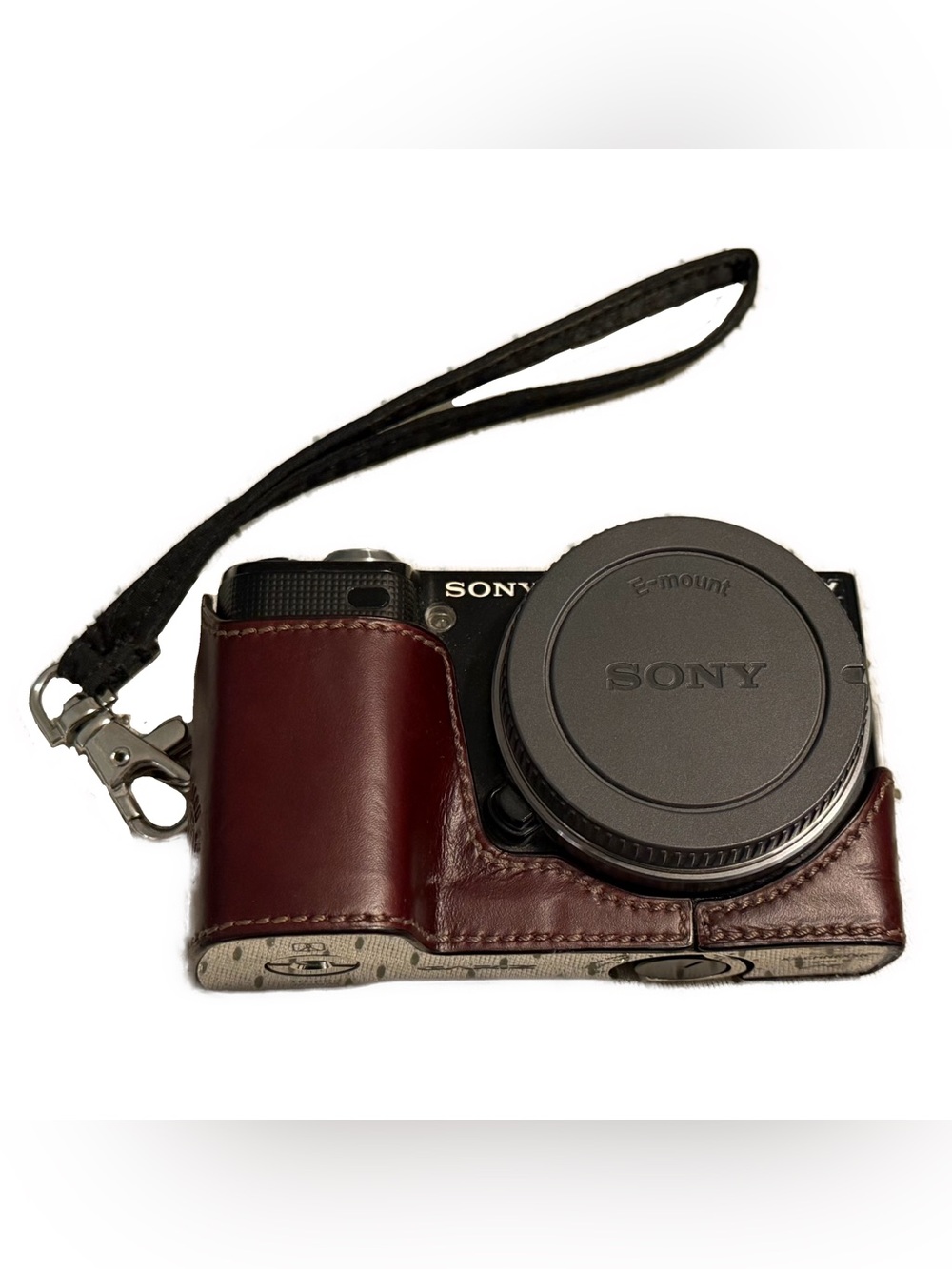Sony Nex5 Mirrorless Camera with Gariz Brown Leather Half Case and Charger.
